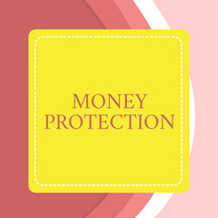 Word writing text Money Protection. Business photo showcasing protects the rental money tenant pays to landlord Dashed Stipple Line Blank Square Colored Cutout Frame Bright Background
