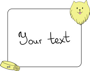 Frame, design element with a cute Pomeranian dog