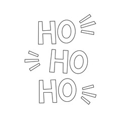 Greeting Christmas outline card Ho-Ho-Ho. Holiday banner. Simple poster. Vector illustration.