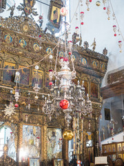 Hanging lamps in Church of Navity in Bethlehem in the Palestinian West Bank