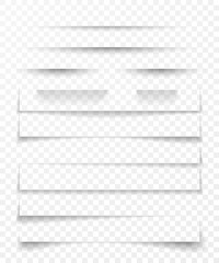 Transparent realistic paper shadow effect set. Web banner. Shade for advertising and promotional message isolated on transparent background