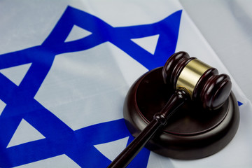 Judge gavel over Israel flag