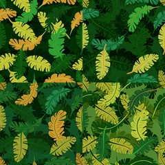 Plakat Set of seamless repeating patterns of palm leaves