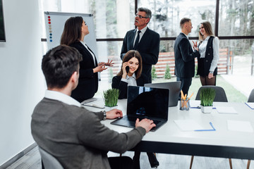 Photo of casual work in office,young business people working with digital, and accept the offers.