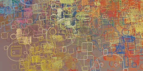 Artistic sketch backdrop material. Abstract geometric pattern. Chaos and random. Modern art drawing painting. 2d illustration. Digital texture wallpaper. 