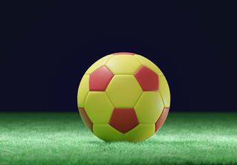 Football ball on the field of a stadium - 3d rendering