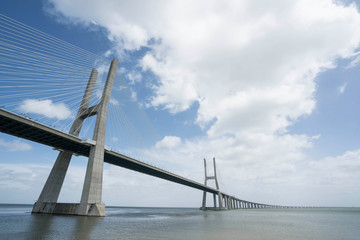 A view of Vasco da Gama bridge in Lisbon, Portugal