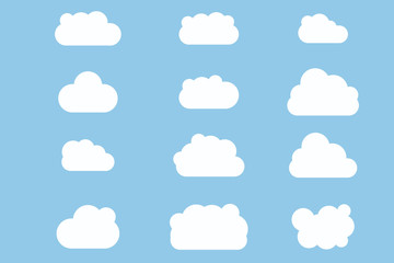 Set of Cloud Icons in trendy flat style isolated