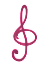 Graffiti treble clef sign sprayed on white isolated background