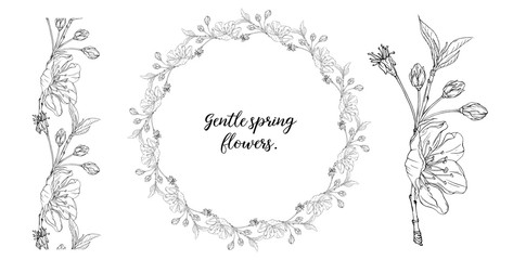 Vector floral composition with spring flowers