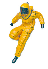bio hazard man landing in a white background