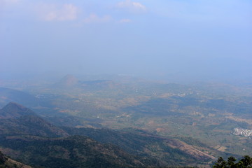 Fototapeta premium View of Cumbam Valley from Meghamalai Hills in Tamil Nadu