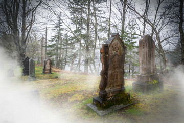 Old Grave Stones in the Mist