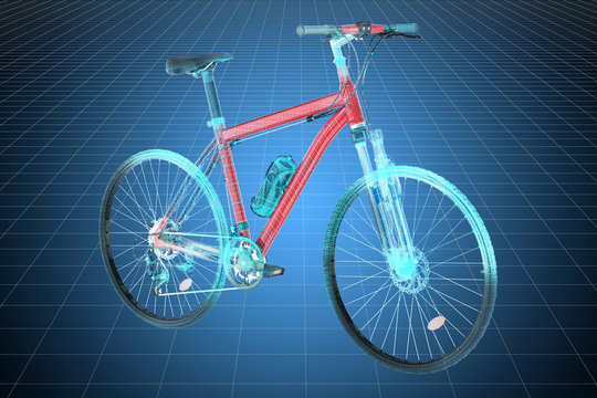 Visualization 3d cad model of bicycle scooter. 3D rendering