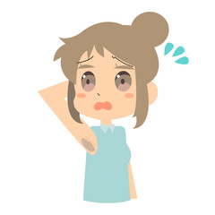 脇の剃り残しが気になる女性のイラスト