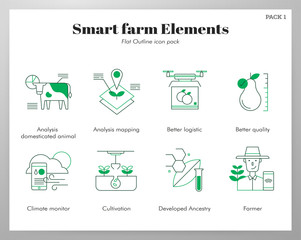 Smart farm elements FlatOutline pack