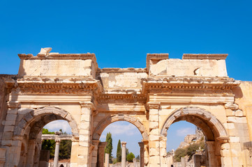 Obraz premium Ancient city of Ephesus, Turkey, Celsus Library in Ephesus,
