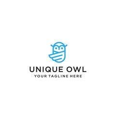 owl logo line art illustration vector graphic download