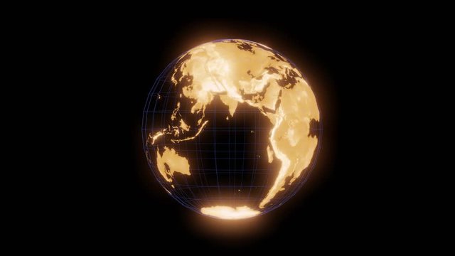 earth hologram with rotation black background and heightmap