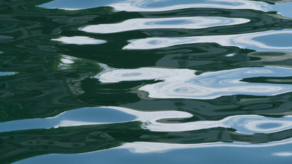 Reflections in moving harbour water
