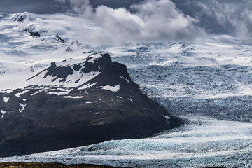 Melting tongue of the Breidamerkurjokull glacier summer season