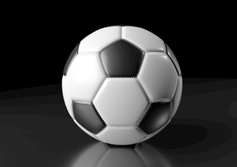Naklejka premium Classic soccer ball isolated on black background. 3d render illustration