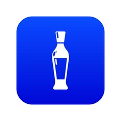 Wine bottle icon blue vector isolated on white background