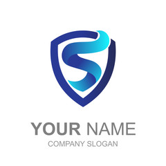 shield logo with initials S and simple display, logo ready to use