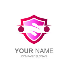 S letter logo with display inside the shield, logo ready to use