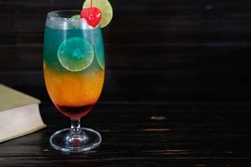 cocktails on the wood table