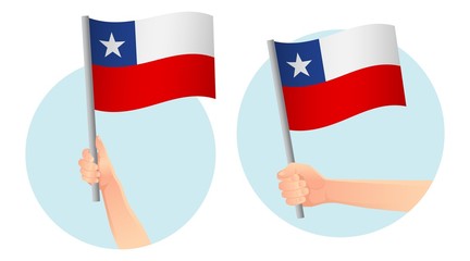 Chile flag in hand icon