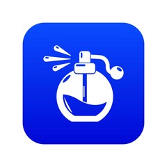 Perfume bottle spray icon blue vector isolated on white background