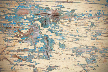 Old white painted wooden board. Horizontal view. Close-up. Background. Texture.