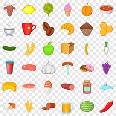 Donut icons set. Cartoon style of 36 donut vector icons for web for any design