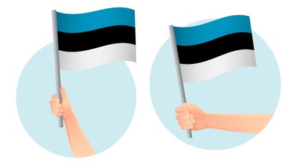 Estonia flag in hand icon