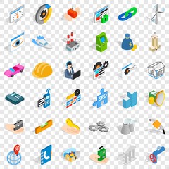 Teamwork icons set. Isometric style of 36 teamwork vector icons for web for any design