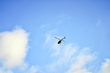 Helicopter flying in the sky