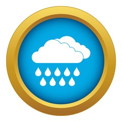 Cloud and rain icon blue vector isolated on white background for any design