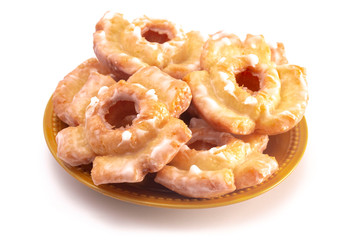 Old Fashioned Donuts on a White Background