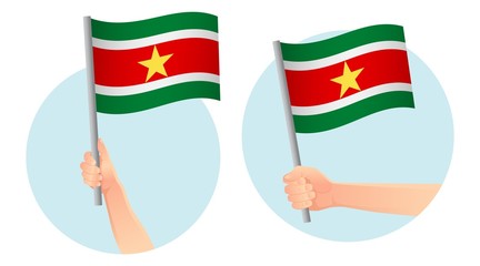 Suriname flag in hand icon