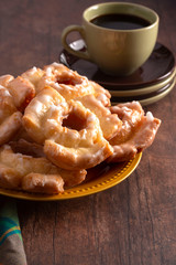 Old Fashioned Donuts on a Wooden Farm Table