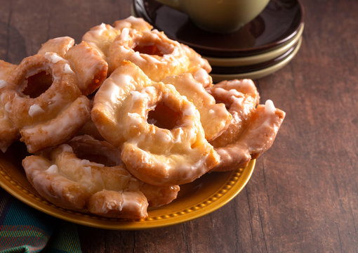 Old Fashioned Donuts on a Wooden Farm Table