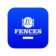 Fence glass icon blue vector isolated on white background