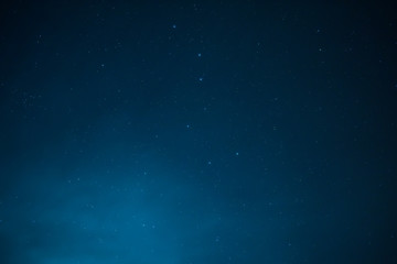 Beautiful night blue sky with many stars and visible Big Dipper asterism.