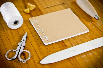 Small Hand Sewn Notebook with Bookbinding Supplies