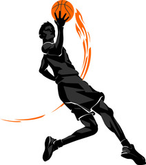 Basketball Mid Air Layup Flame