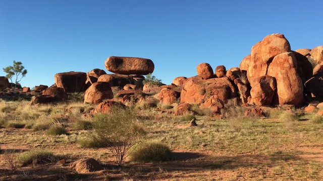Landscape view of Devils Marbles Karlu Karlu in the Northern Territory, Australia.