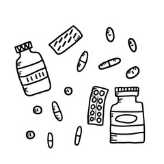 Pills sketch concept isolated. Vector design set