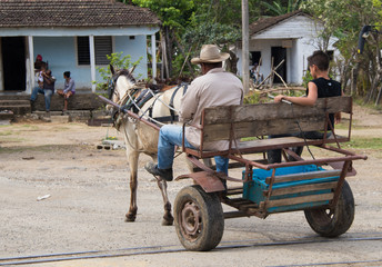 A horse drawn cart on the streets in central Cuba
