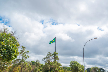 A view of Brazilian flag in Brasilia, Brazil.